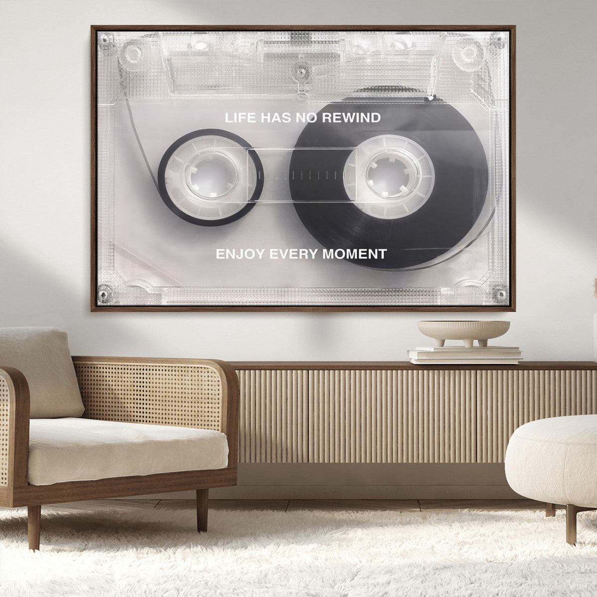 Vintage Cassette Tape Canvas Wall Art - Inspirational 'Life