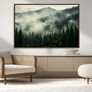 Captivating Misty Forest Wall Art Premium Canvas Print a