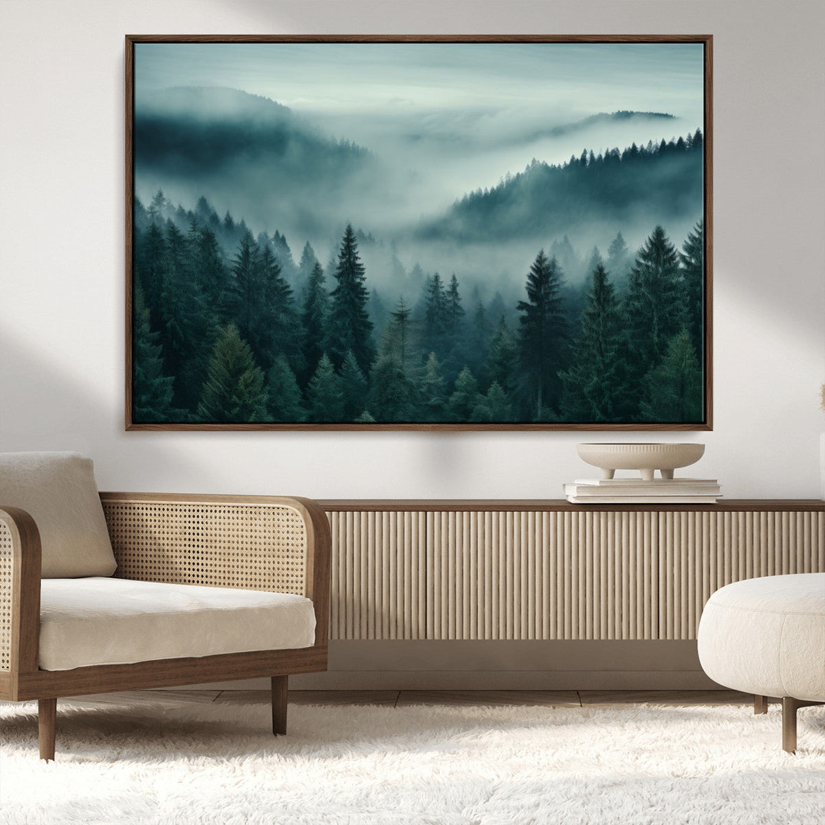 Captivating Misty Foggy Forest Wall Art Premium Canvas Print