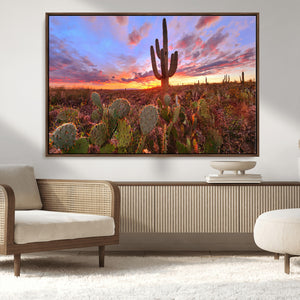 Arizona Desert Wall Art Canvas Print - Framed Deser Sunset