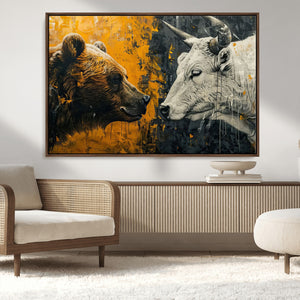 Bear and Bull Wall Art Canvas Print – Abstract Animal