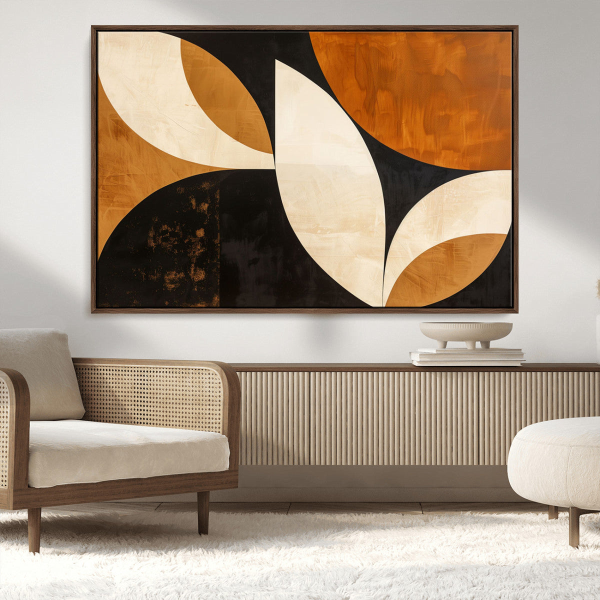 Geometric Abstract Wall Art Canvas Print, Mid Century Modern
