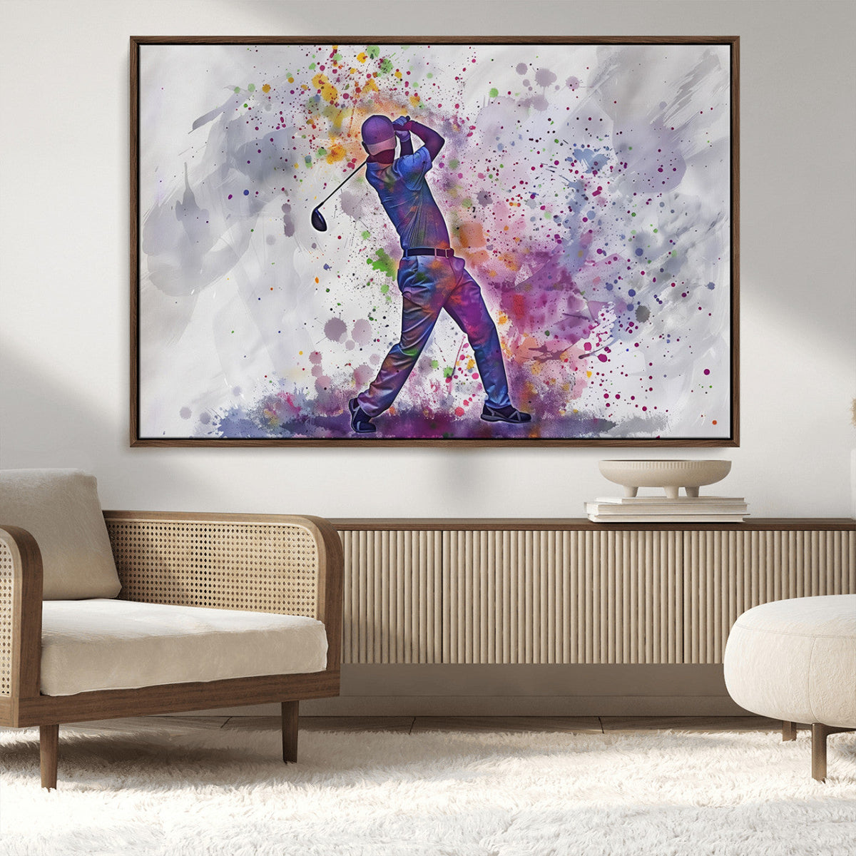 Watercolor Golf Swing Wall Art Canvas Print | Vibrant