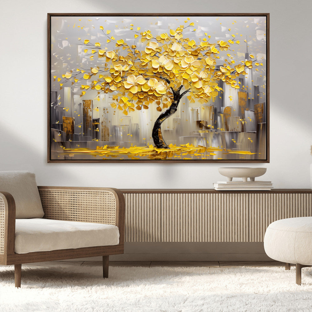 Golden Tree Canvas Print | Abstract Wall Art for Modern