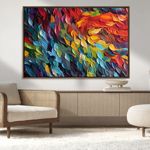 Vibrant Abstract Leaf Wall Art Canvas Print | Bold Colorful