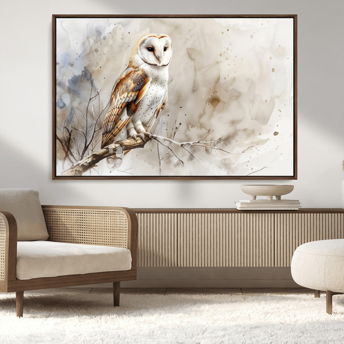Barn Owl Wall Art | Watercolor Canvas Print | Perfect for