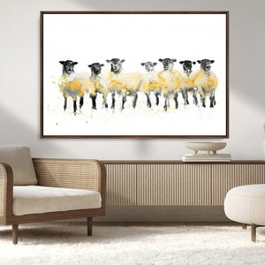 Farmhouse Wall Art Sheep Print | Ready to Hang Framed Canvas