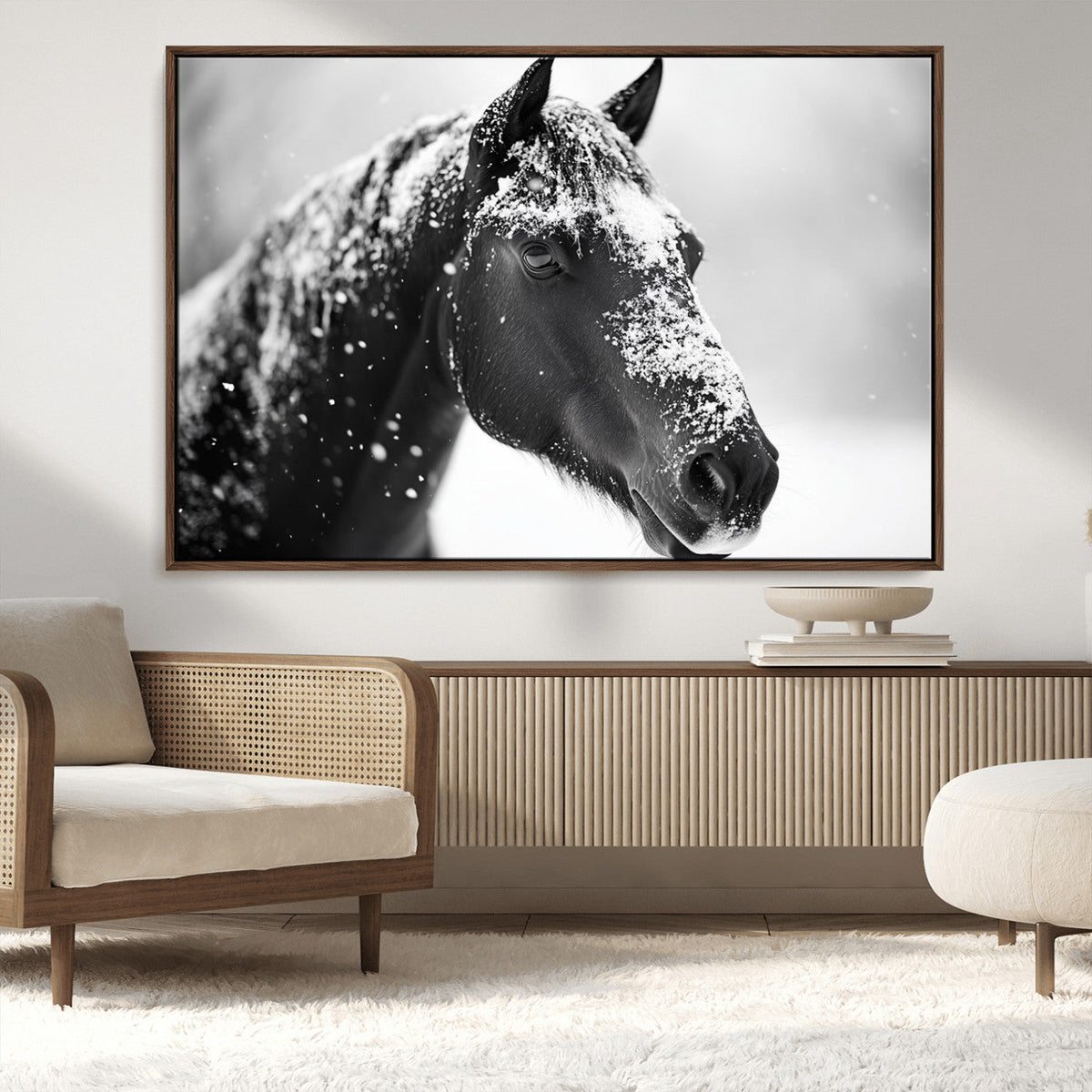 Horse Canvas Print - Winter Horse Snow Wall Art Canvas Print