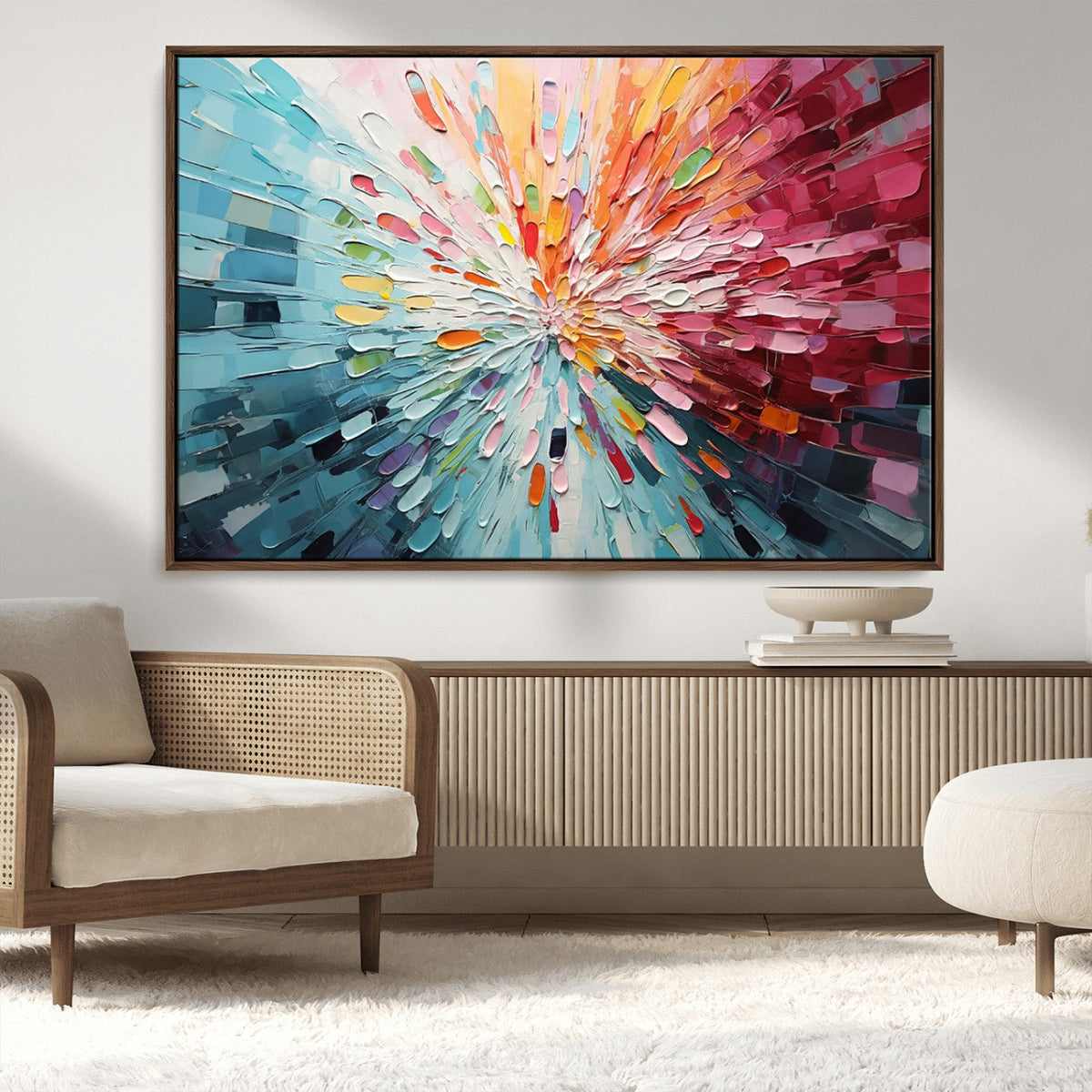 Radiant Bloom Abstract Floral Wall Art Canvas Print -