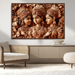 Indian Woman Statue Wall Art Canvas Print