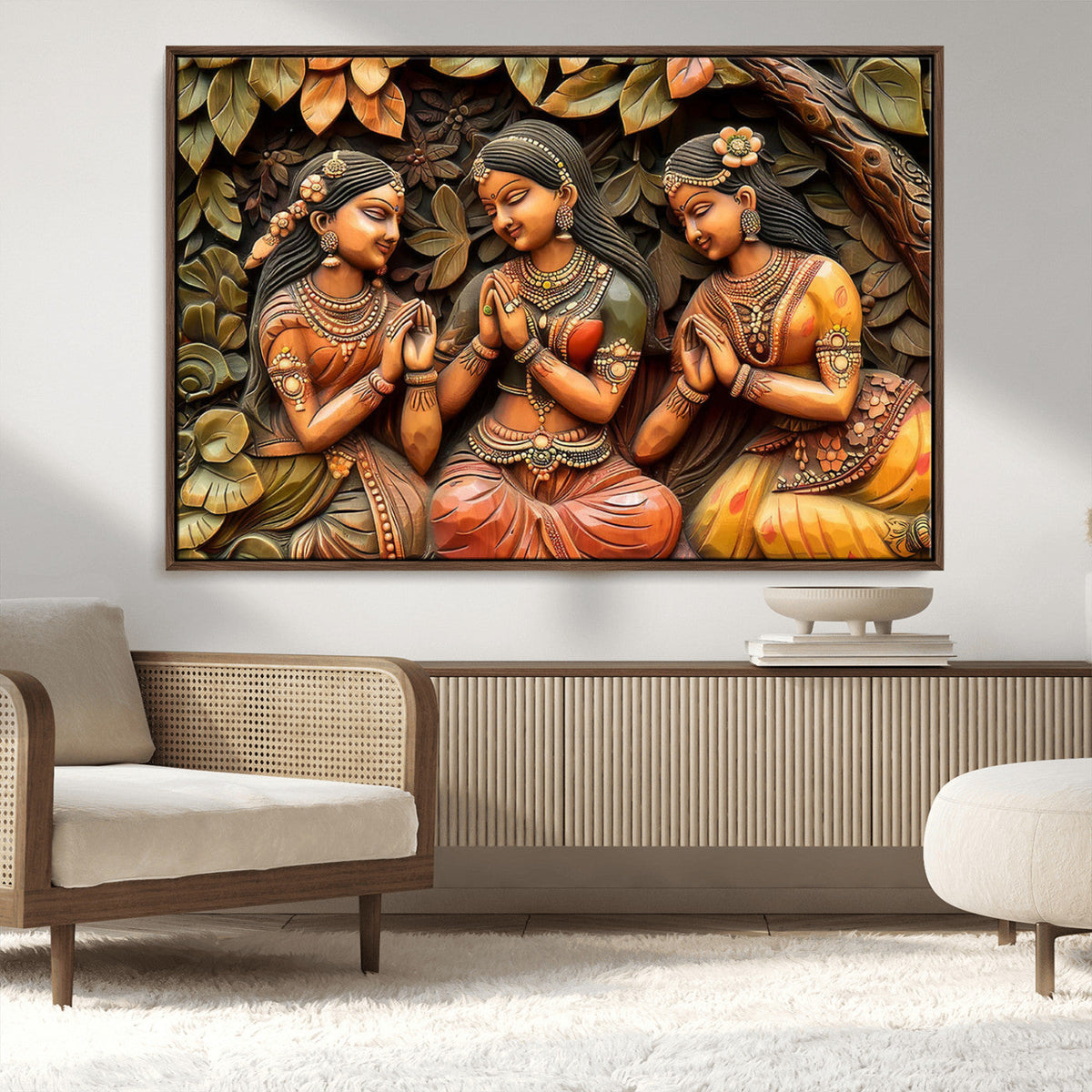 Indian Woman Statue Wall Art Canvas Print