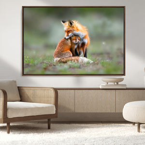 Heartwarming Fox and Baby Cub Wall Art | Ready to Hang