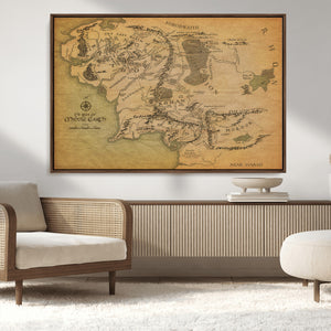 Middle Earth Map Canvas Wall Art – Vintage Fantasy Map