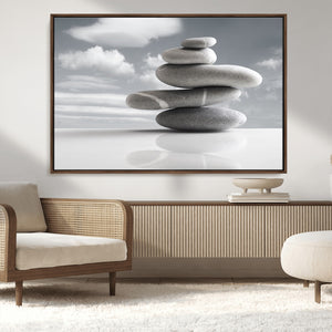 Still Life Black and White Zen Stones Wall Art Canvas,