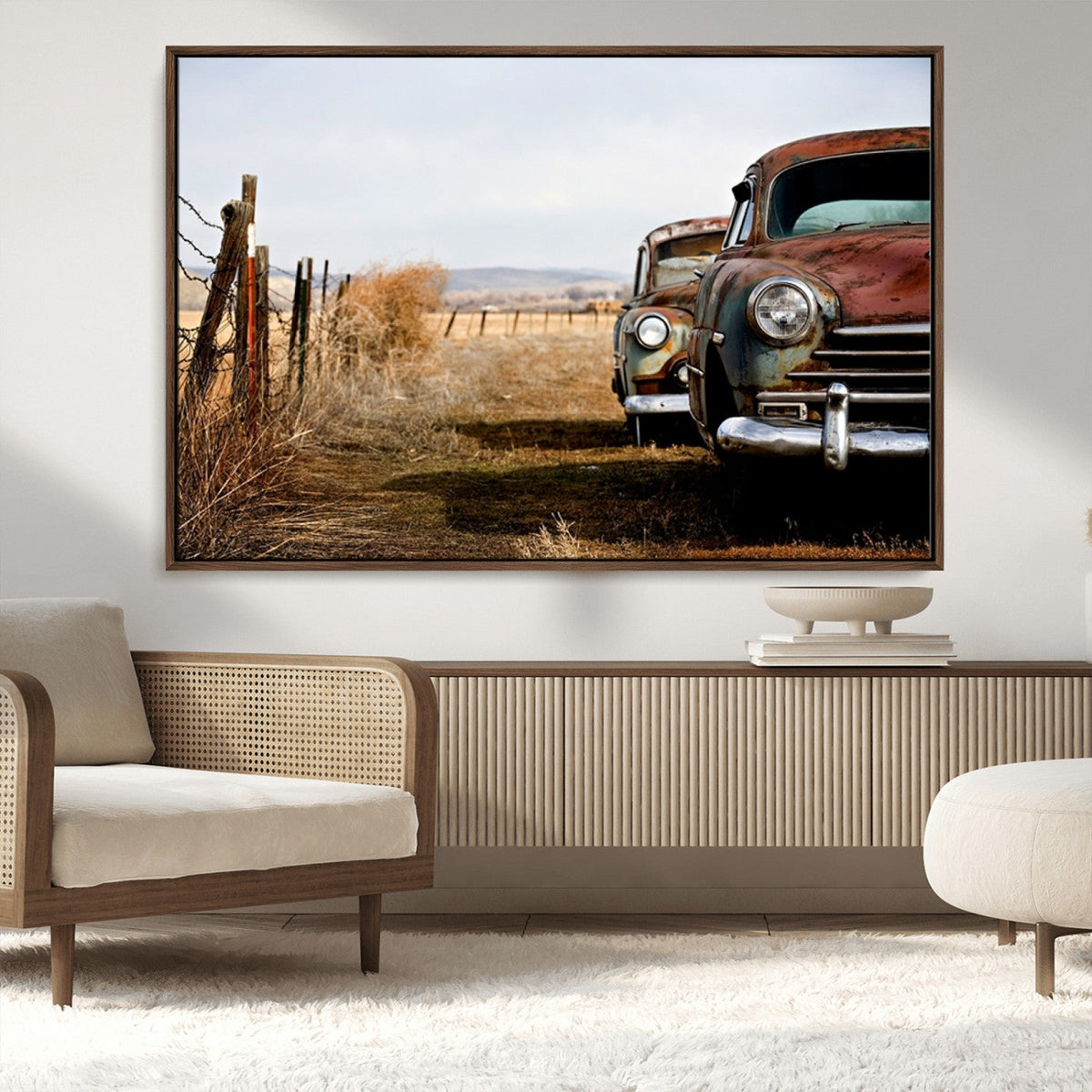 Old Rustic Classic Car Wall Art Canvas Print
