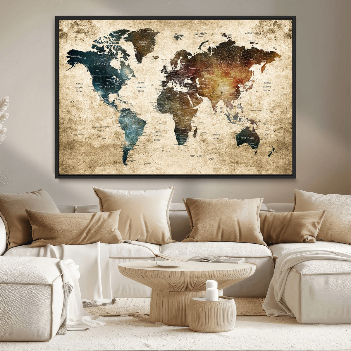 World Map Canvas Print – Detailed Map of the World Wall Art