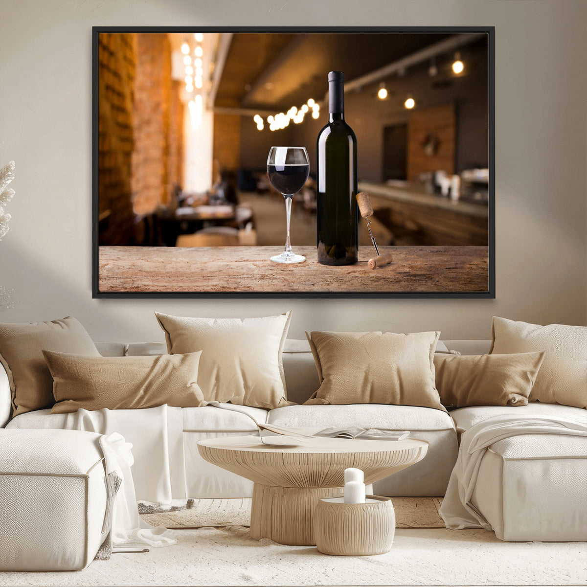 Wine and Bottle Wall Art Canvas Print