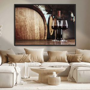 Wine and Barrel Wall Art Canvas Print