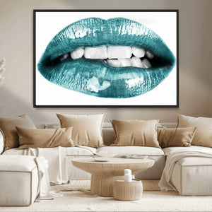 Blue Lips Wall Art Canvas Print