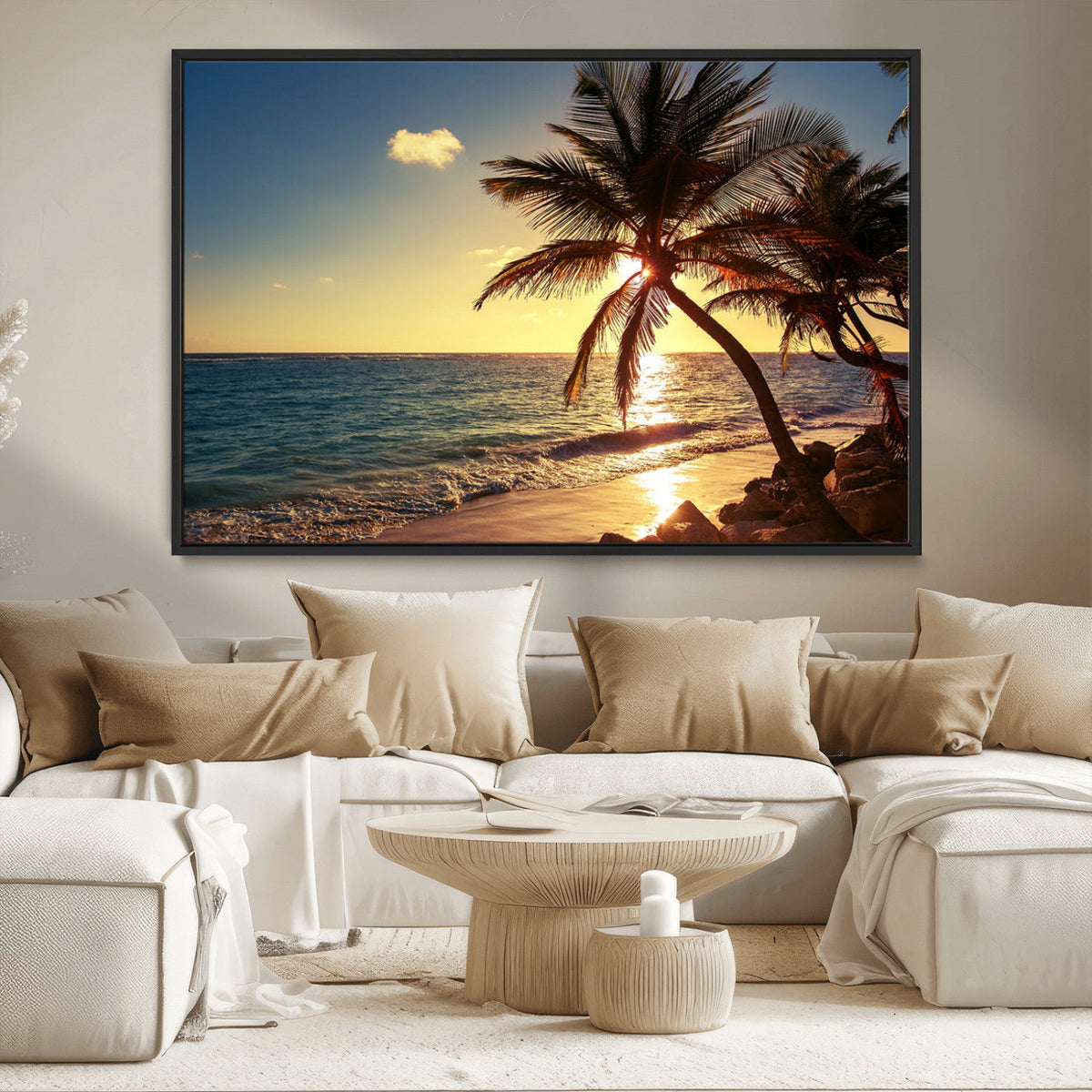 Sunset Palm Trees Wall Art Canvas Print