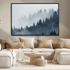 Foggy Pine Forest Wall Art Canvas Print