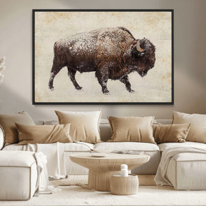 Buffalo Wall Art, Western Bison Canvas Print, Rustic Buffalo