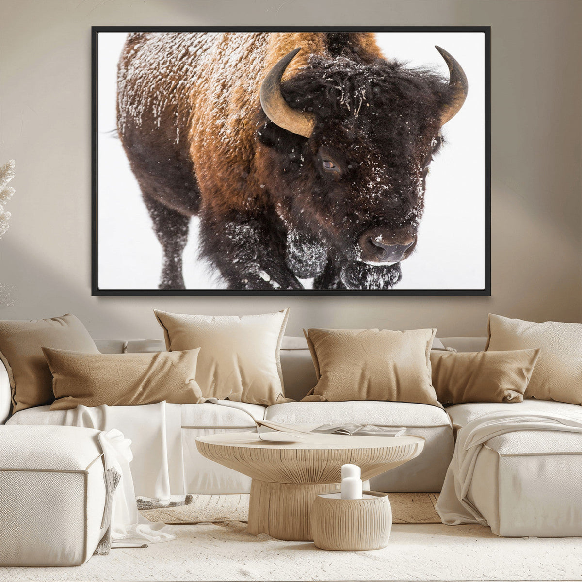 Bison Wall Art Canvas Print For Farmhouse, Wild Animal Wall