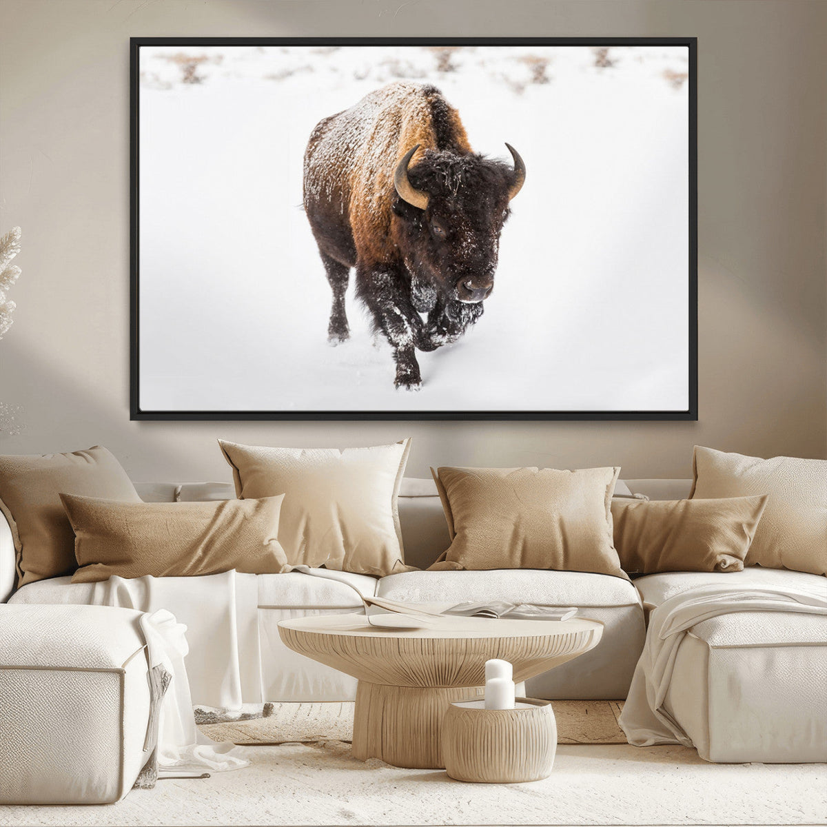 Bison Winter Wall Art Canvas Print For Farmhouse Decor
