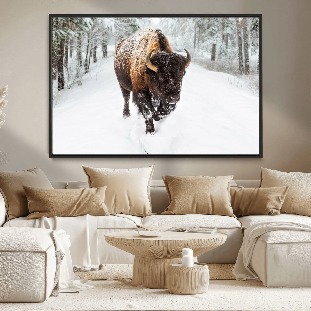 Bison Wall Art Canvas Print For Farmhouse, Animal Canvas