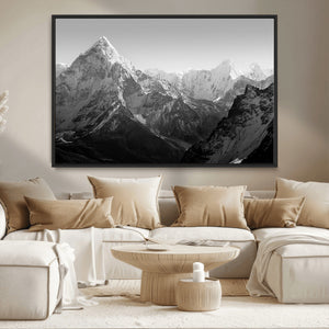 Everest Himalaya Mountain Peaks Black & White Triptych