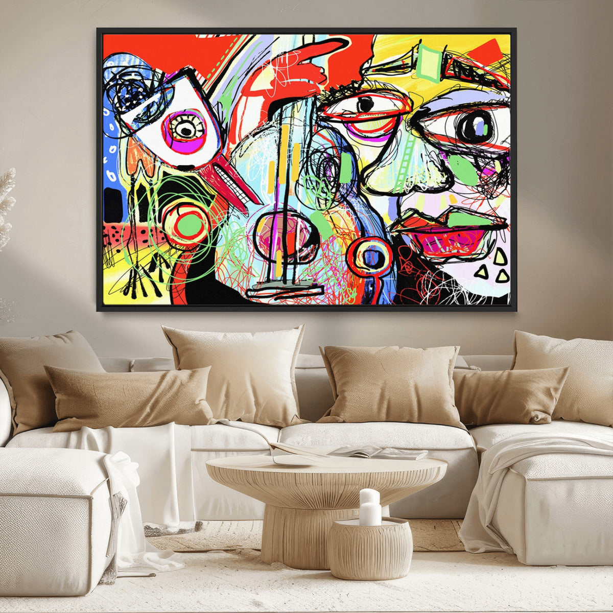 Picasso Style Art Abstract Canvas Wall Art Print , Colorful