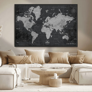 World Map Canvas Print – Detailed Map of the World Wall Art