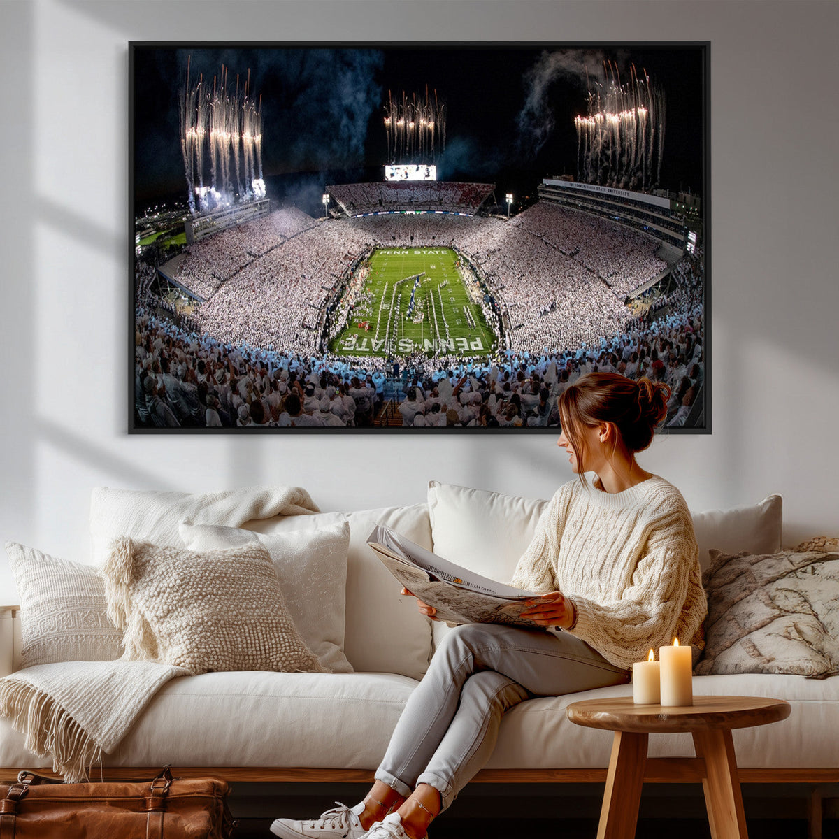 Penn State Football Wall Art Canvas Print – Framed Stadium