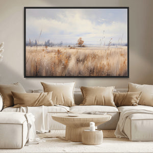 Golden Fields Wall Art Print Canvas – Serene Landscape of