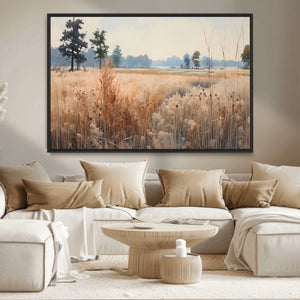 Golden Fields Canvas Wall Art Print – Serene Landscape of