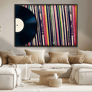 Vinyl Record and Album Collection Canvas Wall Art - Retro