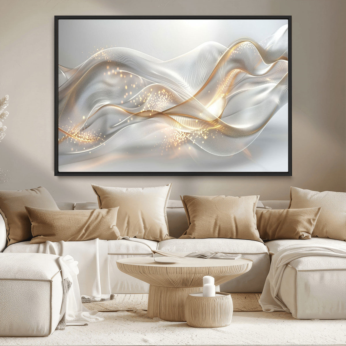 Abstract art Grey and Gold Lines Wall Art
