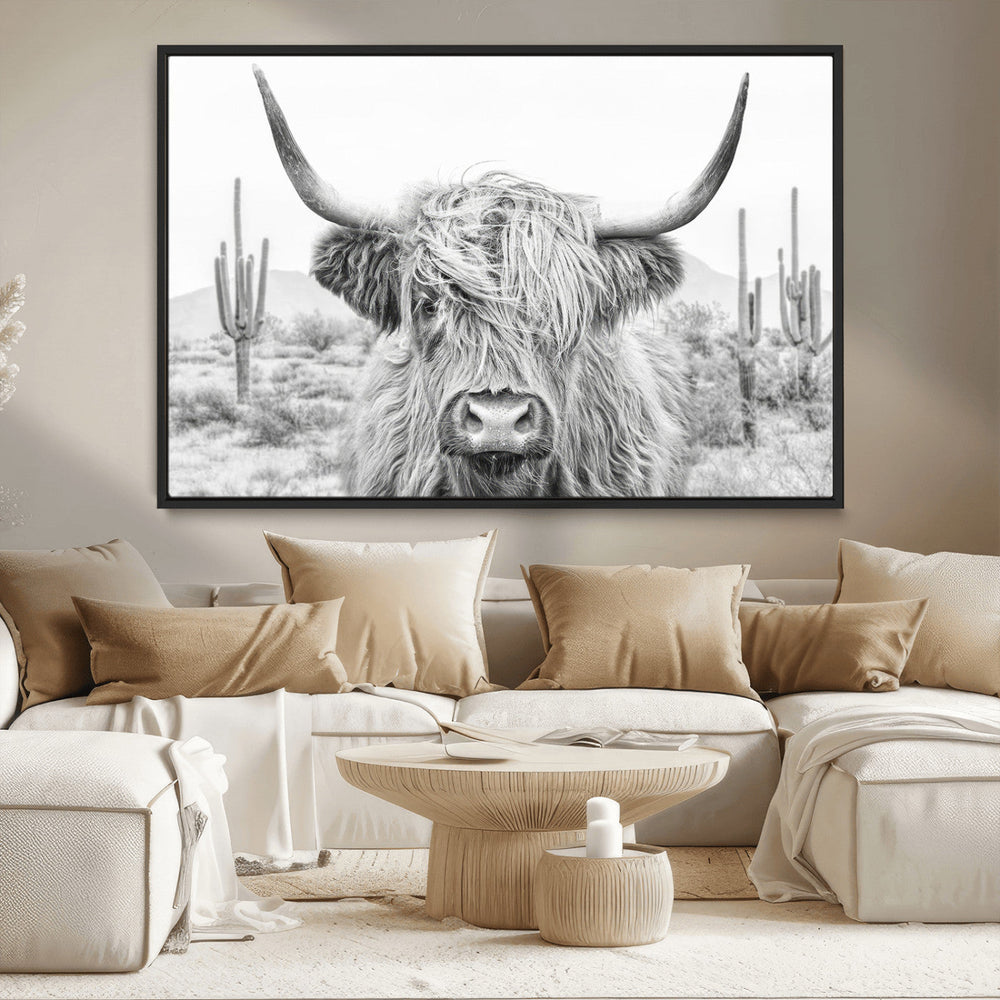 Rustic Charm | Cow Longhorn Black White Bighorn Wall Art