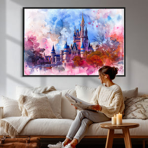 Disney Wall Art: Dreamy Watercolor Cinderella Castle Canvas
