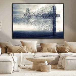 Jesus and the Fading Cross Wall Art Print – Symbol of Faith,