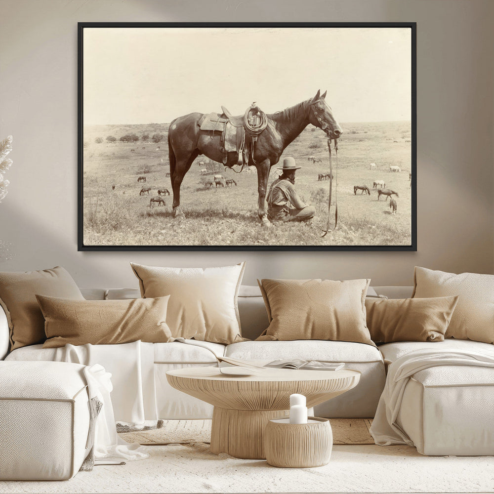 Cowboy Wall Art - Western Horse Canvas Print - Vintage