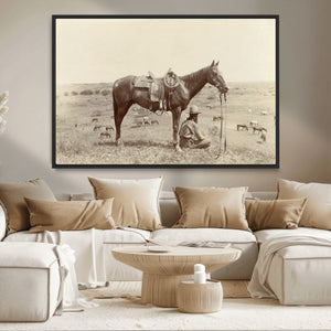 Cowboy Wall Art - Western Horse Canvas Print - Vintage