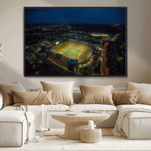 Michigan Stadium Night Game Wall Art – Sports Arena Aerial