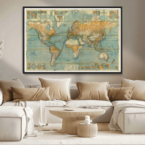 Push Pin World Map Canvas Print – Travel Tracker Wall Art