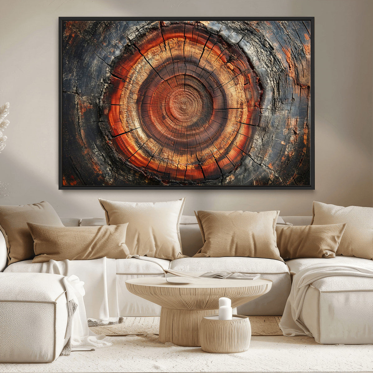Wood Grain Canvas Wall Art - Framed Abstract Tree Ring