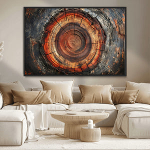Wood Grain Canvas Wall Art - Framed Abstract Tree Ring