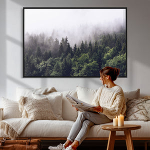 Misty Forest Wall Art | Foggy Forest Canvas Print | Large