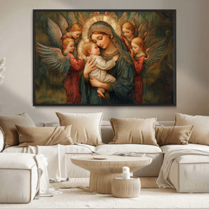 Mary Jesus Canvas Wall Art Print - Madonna and Child with