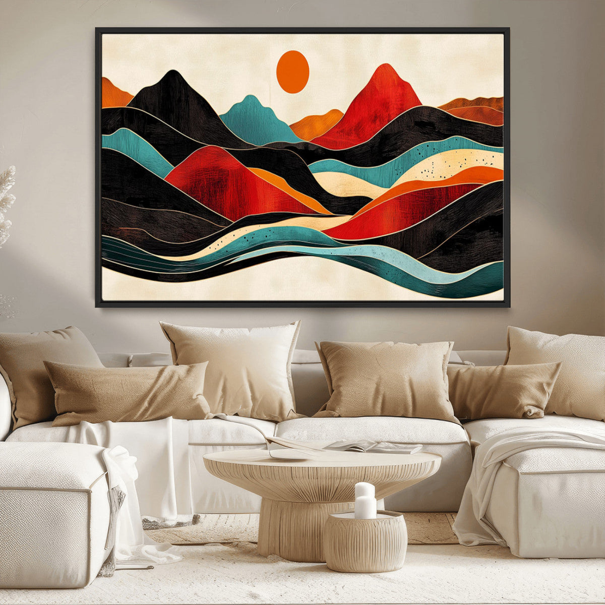Western Wall Decor - Large Triptych Mountain Canvas - Boho
