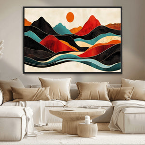 Western Wall Decor - Large Triptych Mountain Canvas - Boho